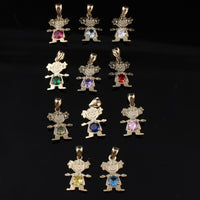 Real 10K Gold Boy Girl Birthstone Pendant