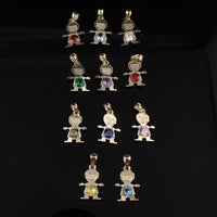Real 10K Gold Boy Girl Birthstone Pendant