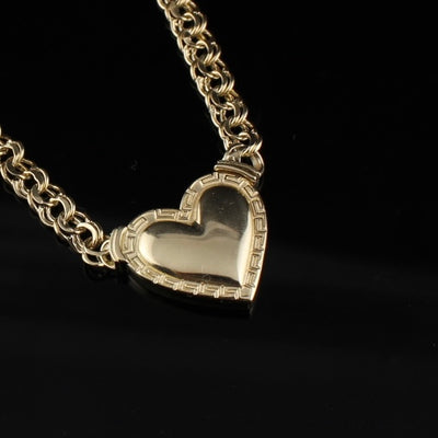 10K Gold Chino Heart Chain Necklace