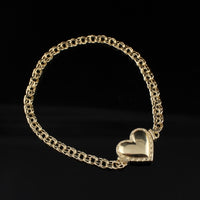 Conjunto de cadena y pulsera de corazón Chino de oro de 10K auténtico