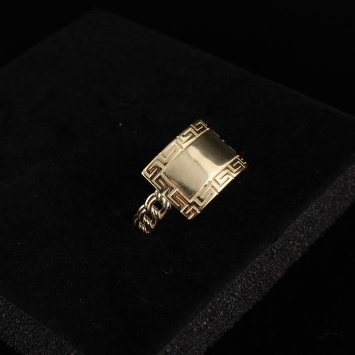 Anillo de oro macizo de 10 quilates con diseño Chino ID