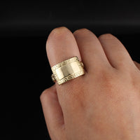 Anillo de oro macizo de 10 quilates con diseño Chino ID