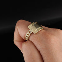 Anillo de oro macizo de 10 quilates con diseño Chino ID