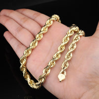 Cadena de oro macizo de 10K de 8mm estilo cuerda
