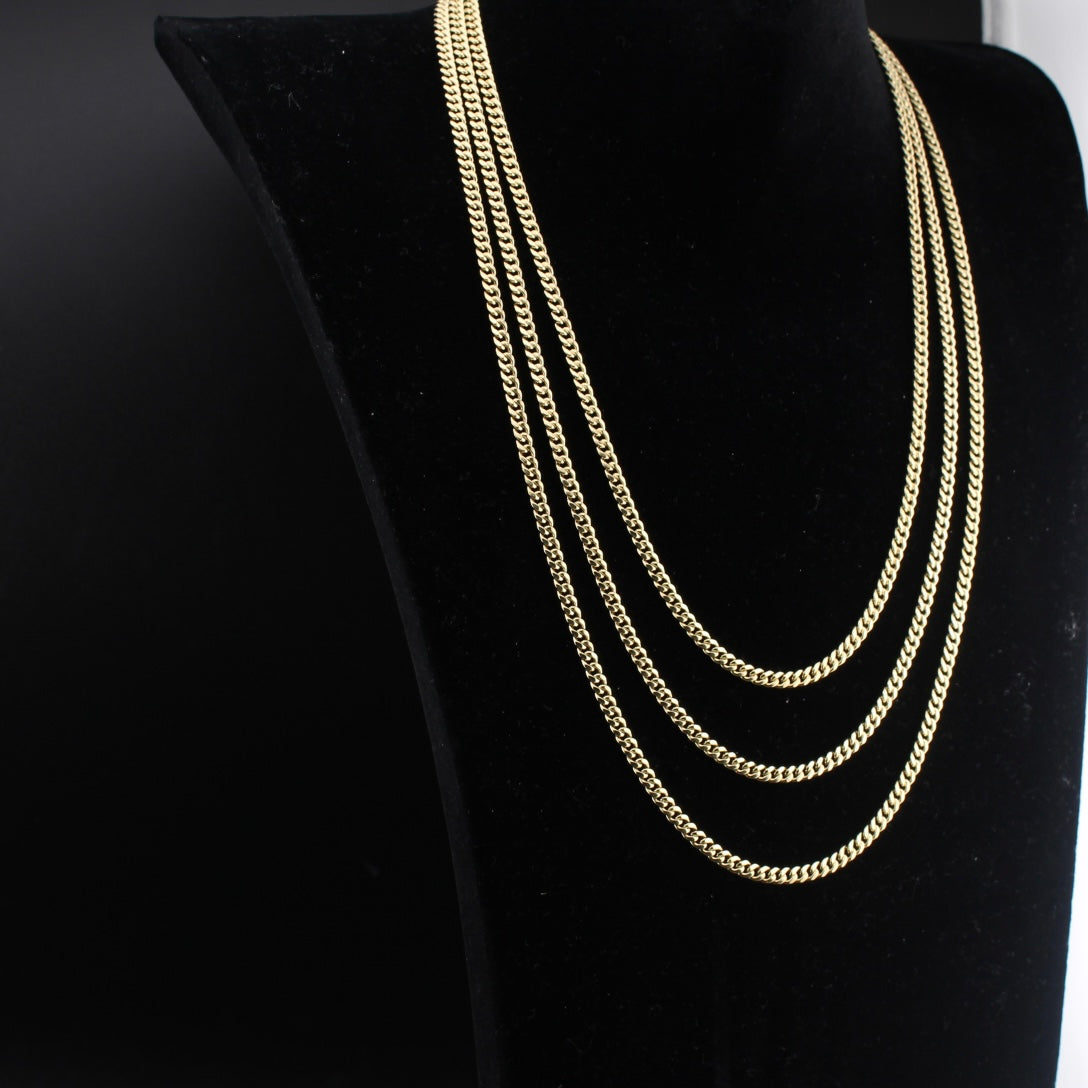 Cadena cubana de oro de 10K real de 4mm