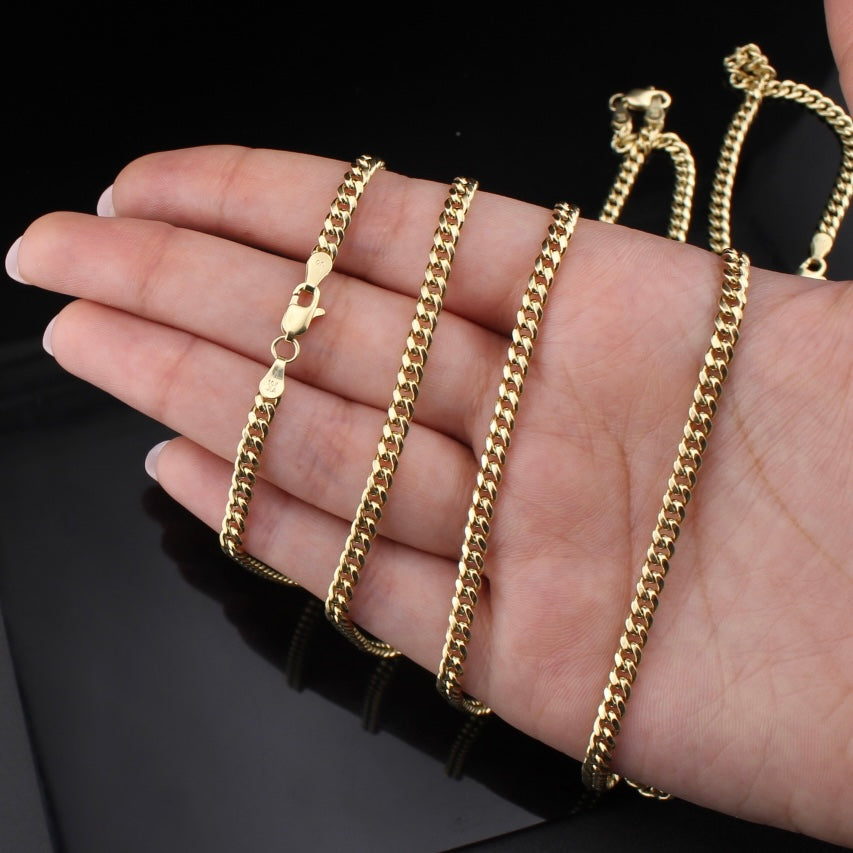 Cadena cubana de oro de 10K real de 4mm