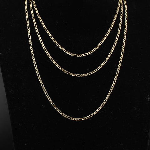 Real 10K Gold 2.5mm Figaro Chain