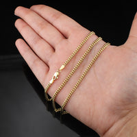 Cadena cubana de oro de 14K de 3 mm auténtica