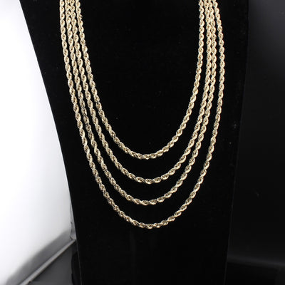 10K Gold Rope Chain 5mm 22 - 28in