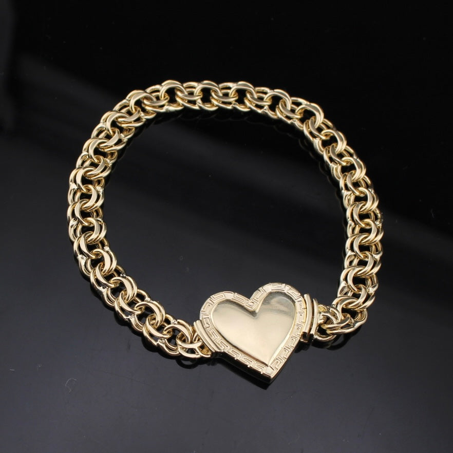 Real 10K Gold Chino Heart Bracelet