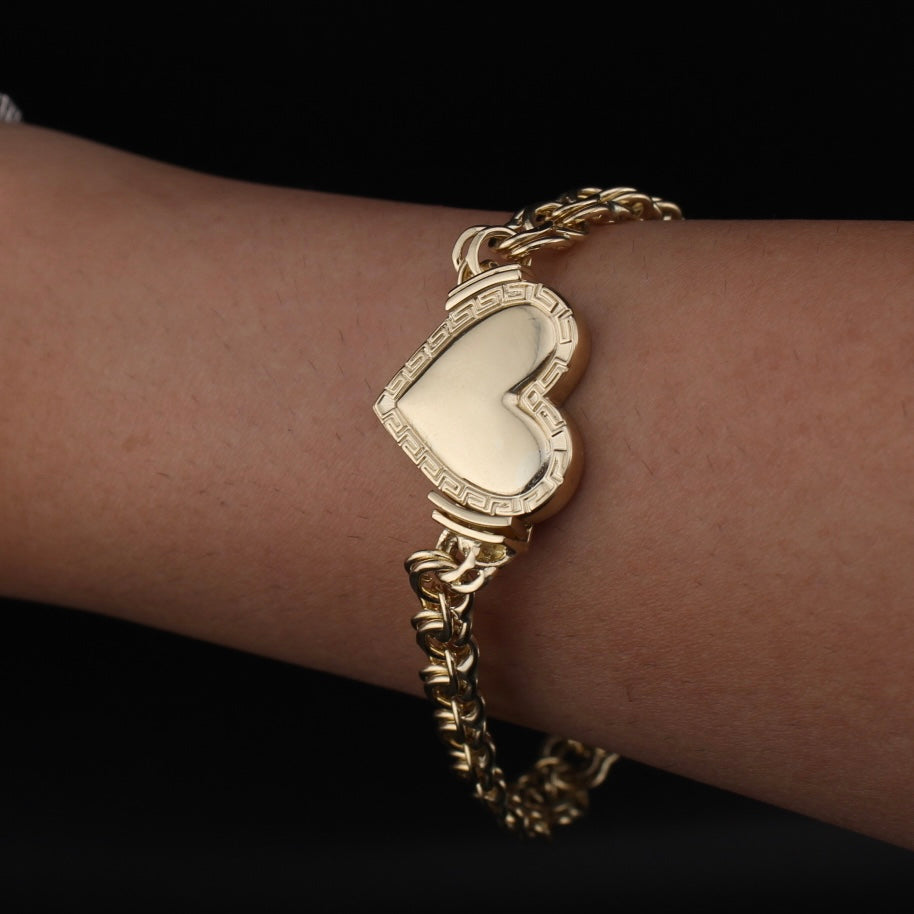 Real 10K Gold Chino Heart Bracelet