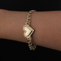 Pulsera de corazón china de oro de 10K auténtico