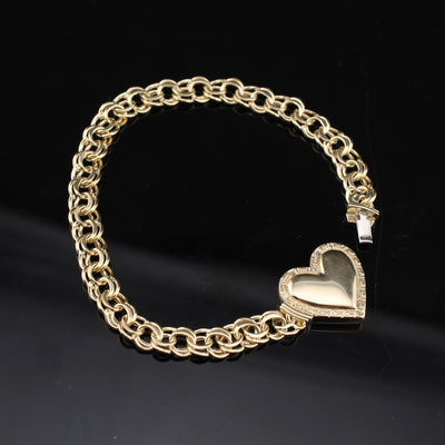10K Gold Chino Heart Bracelet 7 in.