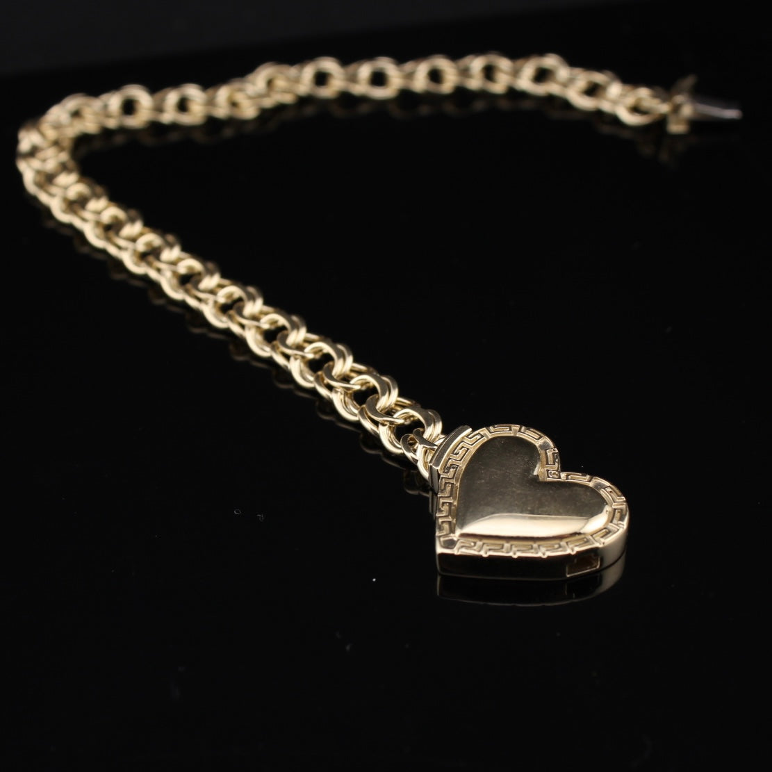 10K Gold Chino Heart Bracelet 7 in.