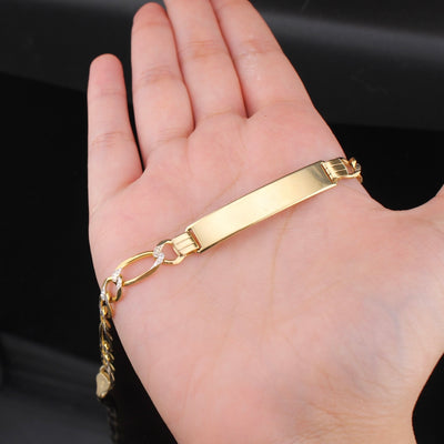 10K Diamond Cut Figaro ID Bracelet