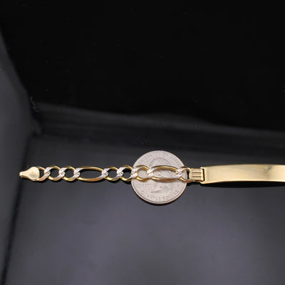 10K Diamond Cut Figaro ID Bracelet
