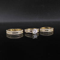 Real 10K Gold Wedding Ring 3 Piece Set