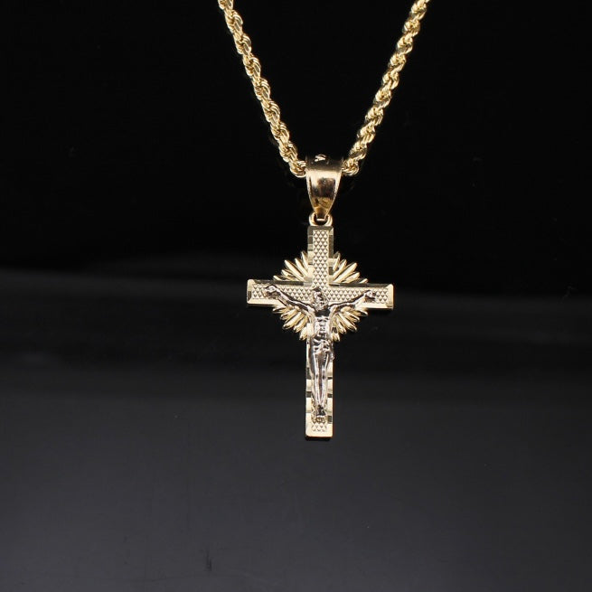 Colgante de cruz de oro de 10K auténtico
