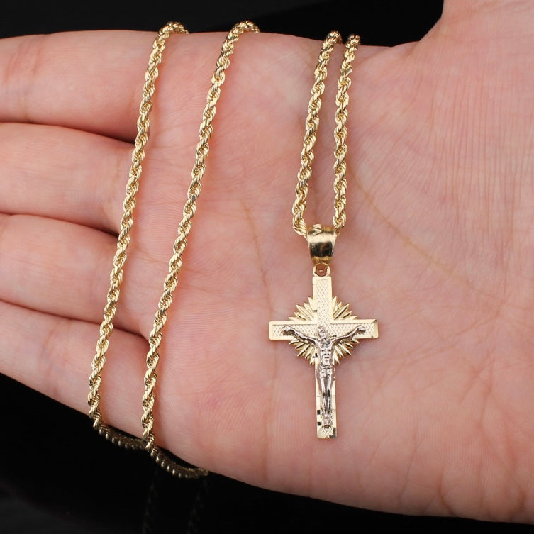 Colgante de cruz de oro de 10K auténtico