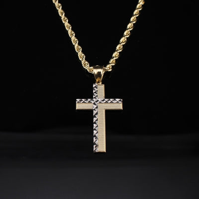 10K Gold Two Tone Cross Pendant