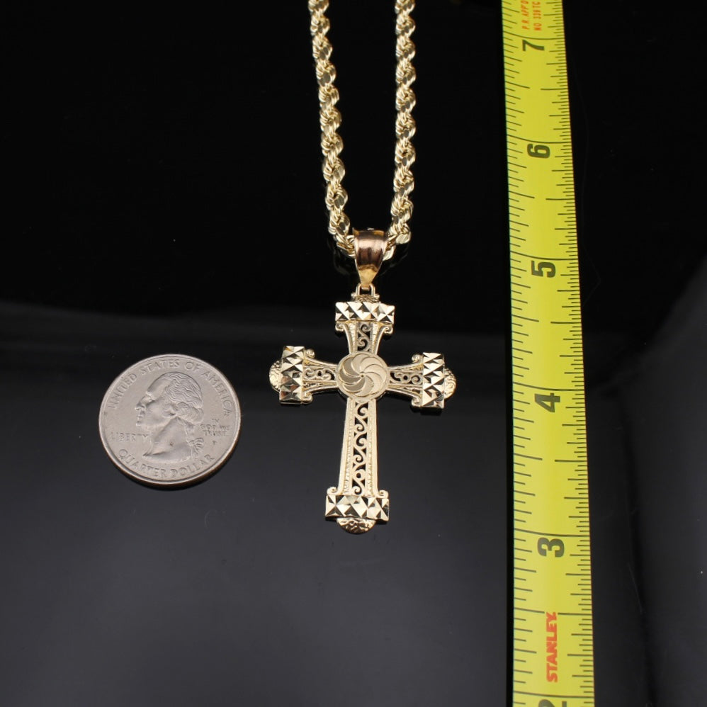 Real 10K Gold Cross Pendant & Chain