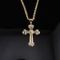 Real 10K Gold Cross Pendant & Chain