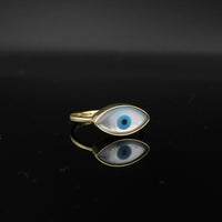 Anillo de oro de 10K auténtico con ojo turco