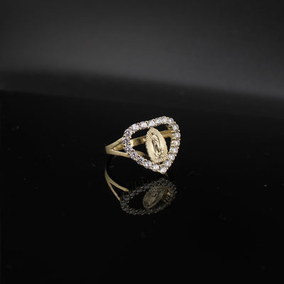 10K Gold Heart Virgin Mary Ring