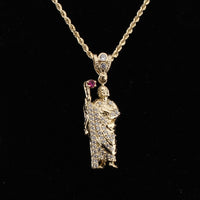 Real 10K Gold Saint Jude Pendant + 2mm Chain