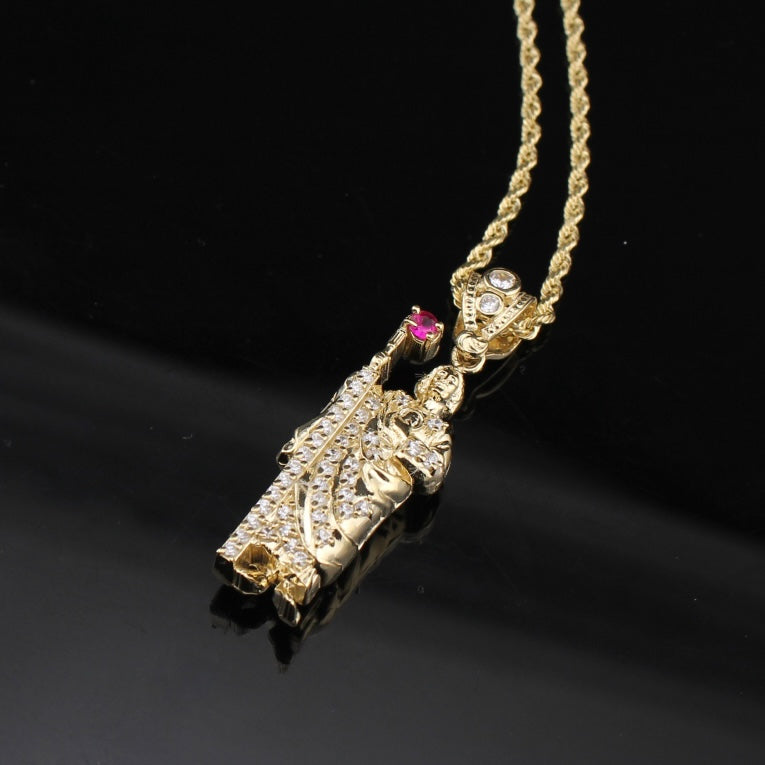 Real 10K Gold Saint Jude Pendant + 2mm Chain