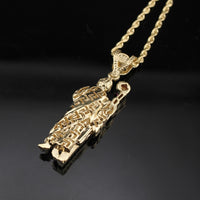 Real 10K Gold Saint Jude Pendant + 2mm Chain
