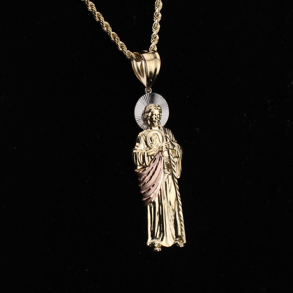 Real 10K Gold Jesus Pendant + 3mm Rope Chain