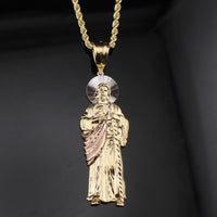 Real 10K Gold Jesus Pendant + 3mm Rope Chain