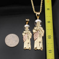 Real 10K Gold Jesus Pendant + 3mm Rope Chain