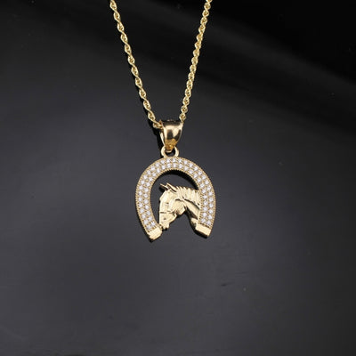 10K Horseshoe Charm & 1.5mm Rope Chain