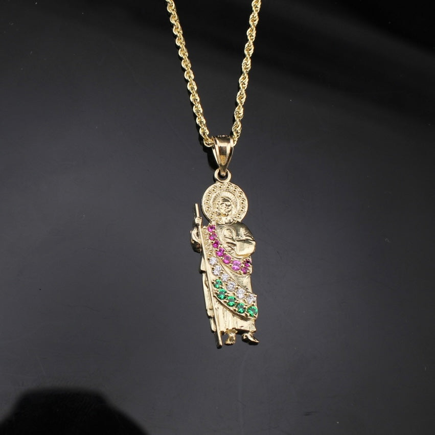 10K St. Jude Charm & 1.5mm Rope Chain