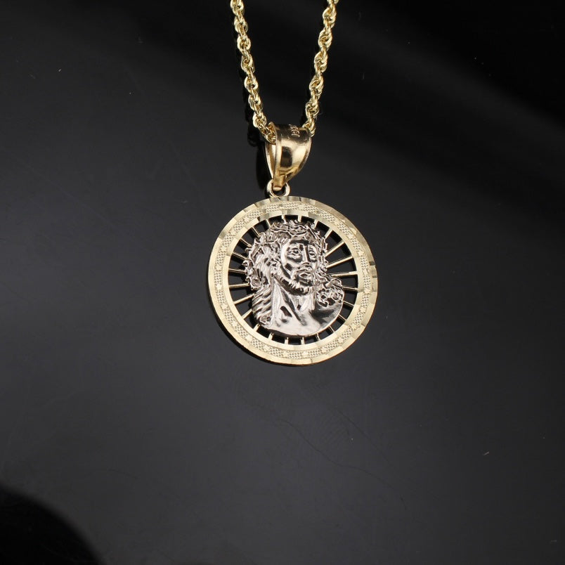 Real 10K Gold Jesus Pendant + 1.5mm Rope Chain