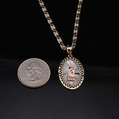 10K Mother Mary Pendant & Valentino Chain
