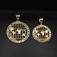 Colgante de Oro de 10K Genuino "El Mundo es Tuyo"