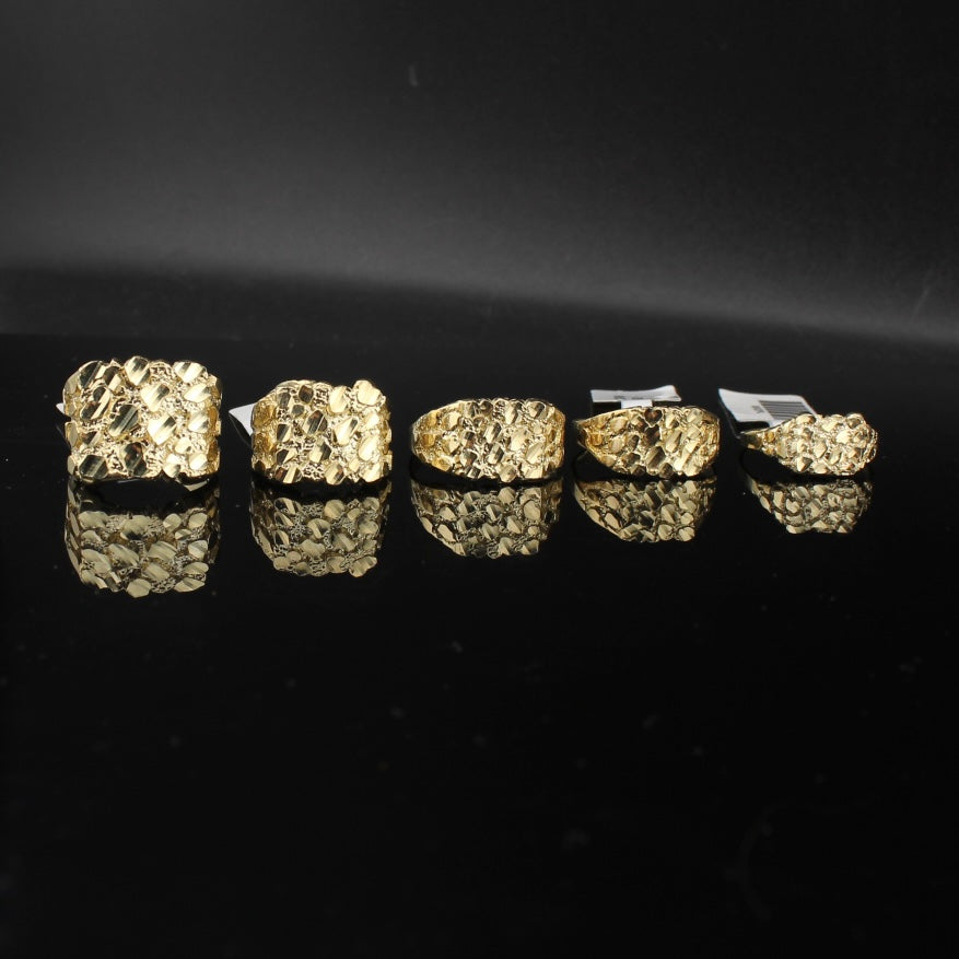 Men's 10k Yellow Gold Open Nugget Band Ring With American Eagle Design (Size 10)