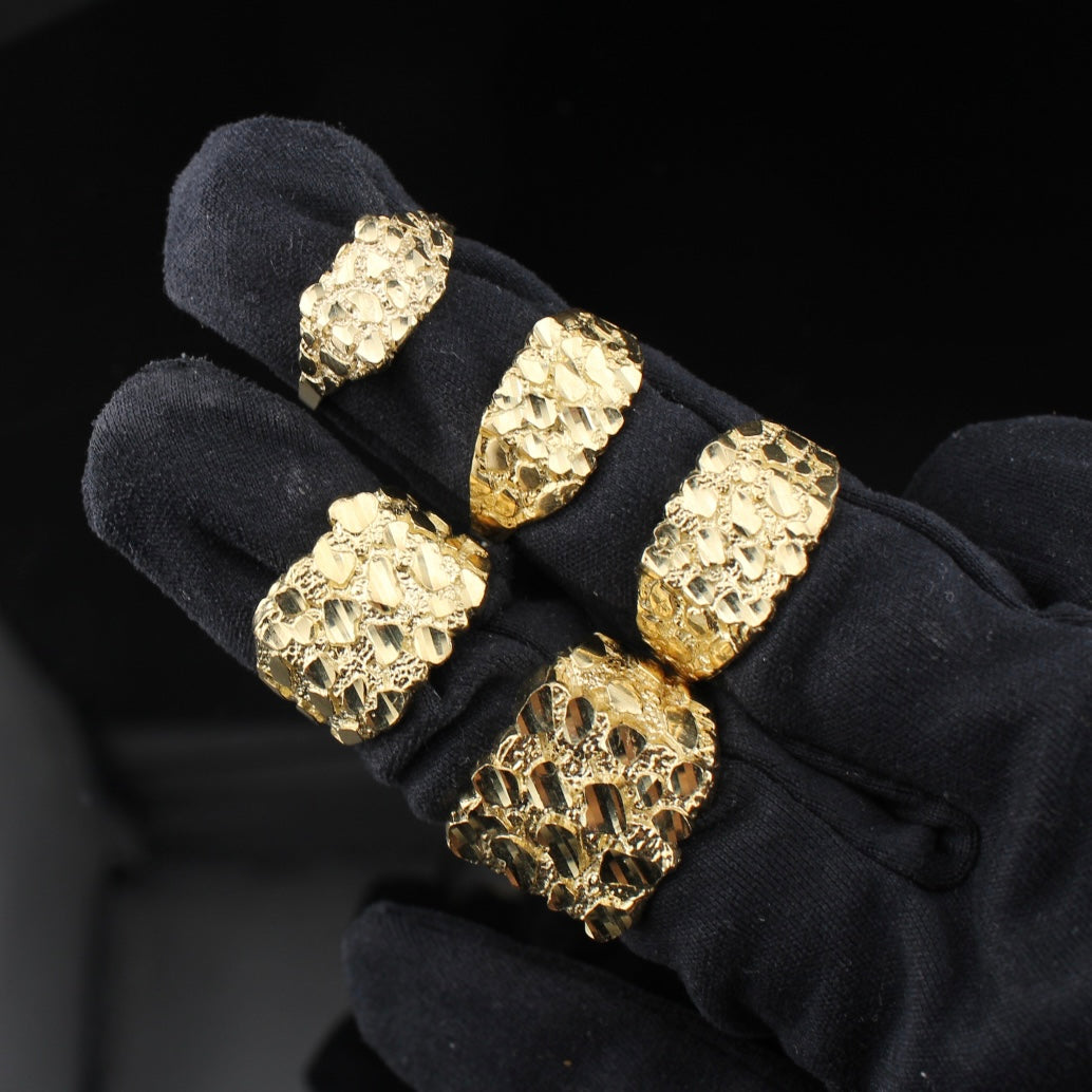 Anillo de pepita de oro de 10K real