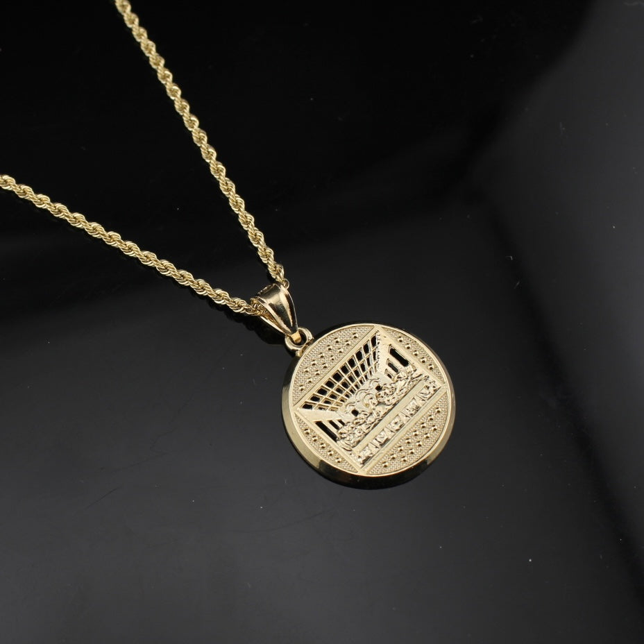 Colgante y Cadena de la Última Cena de Oro de 10K Auténtico