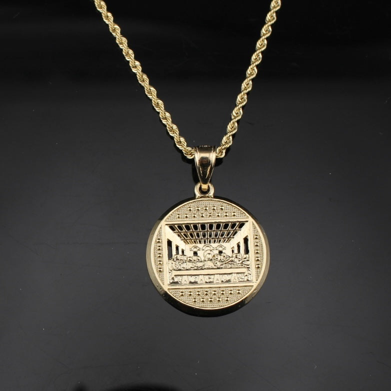 Colgante y Cadena de la Última Cena de Oro de 10K Auténtico