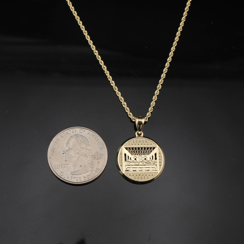 Colgante y Cadena de la Última Cena de Oro de 10K Auténtico
