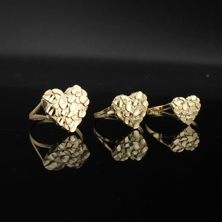 14K Gold Heart Nugget Ring