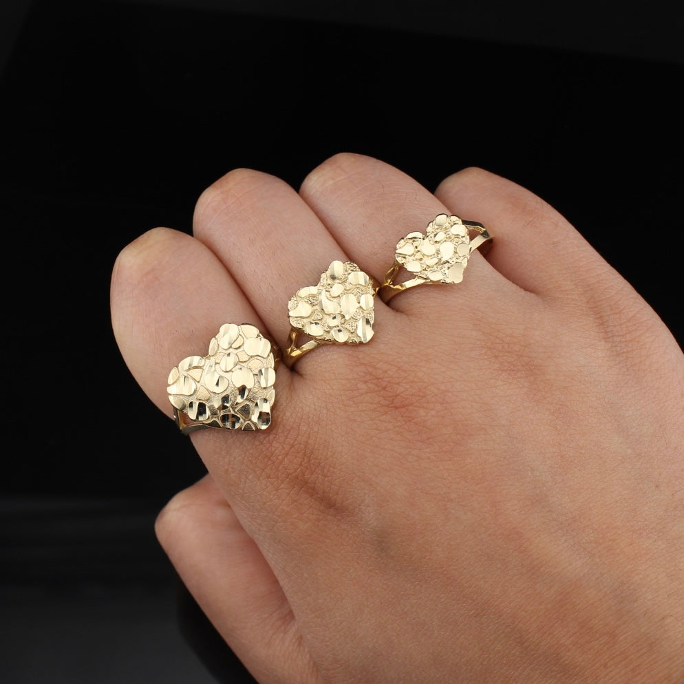 14K Gold Heart Nugget Ring