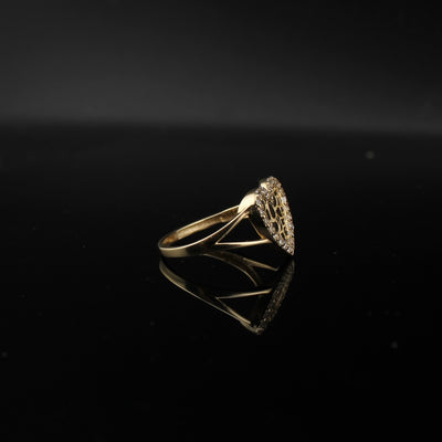 14K Gold Heart Nugget CZ Ring