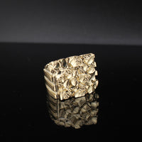 Anillo grande de pepita de oro de 10K auténtico