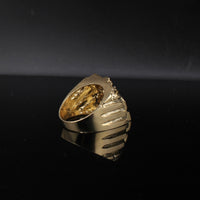 Anillo grande de pepita de oro de 10K auténtico