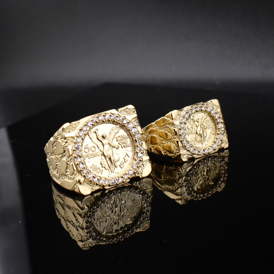 Real 10K Gold Centenario Nugget Ring